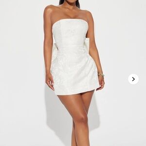Fashion Nova Luxe Grace Ivory Micro Mini Dress